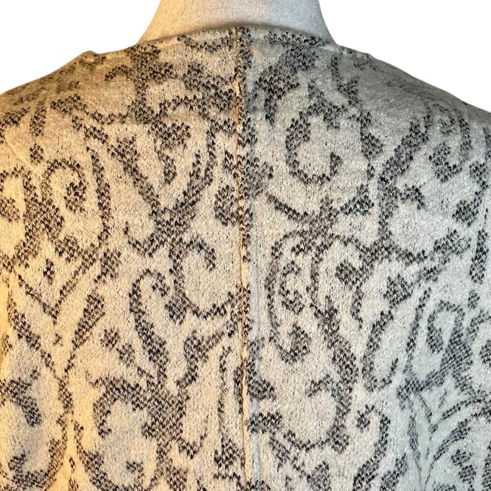 Cynthia Rowley Wool Blend Tapestry Knit Coatigan M Cream Gray - Picture 6 of 11